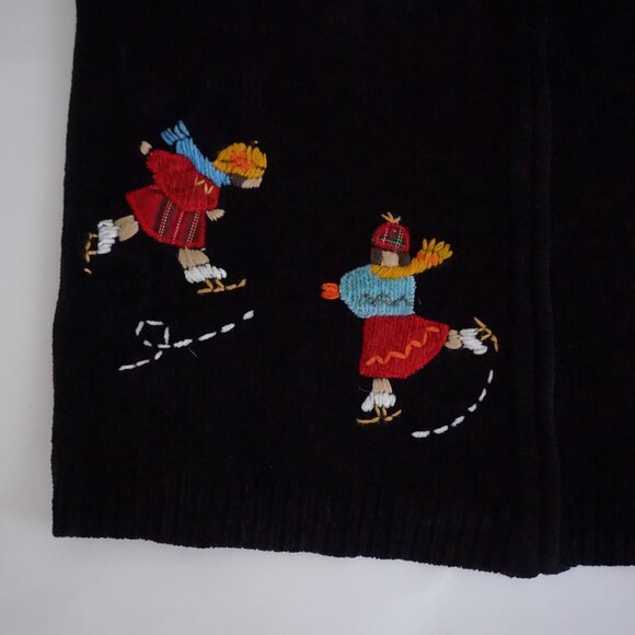 Alfred Dunner Black Knit Ice Skater Ice Rink Festive Ugly Christmas Cardigan S - Picture 6 of 10